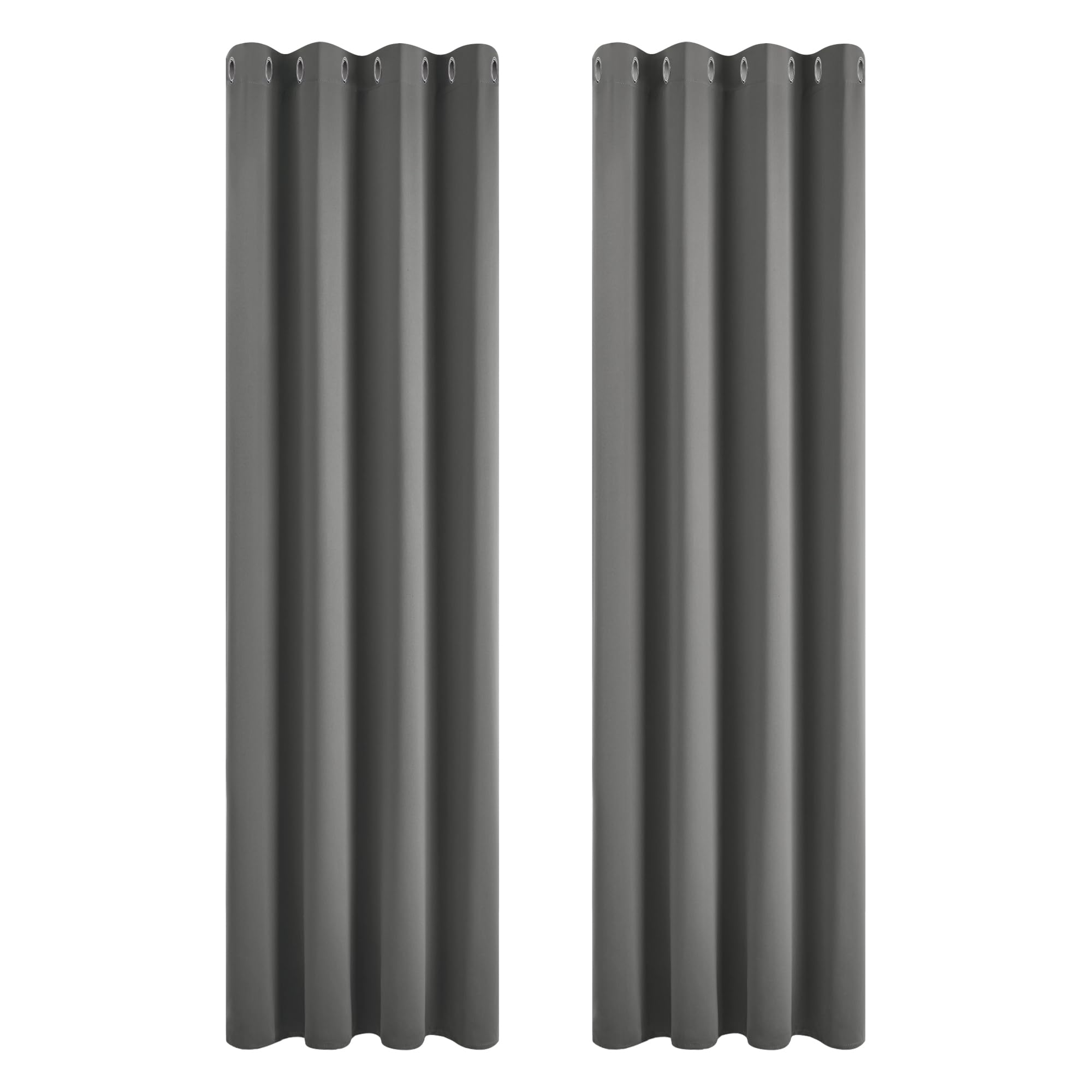 Deconovo Super Soft Solid Thermal Insulated Blackout Curtains for Bedroom Eyelet 55x96 Inch Two Panels Light Grey