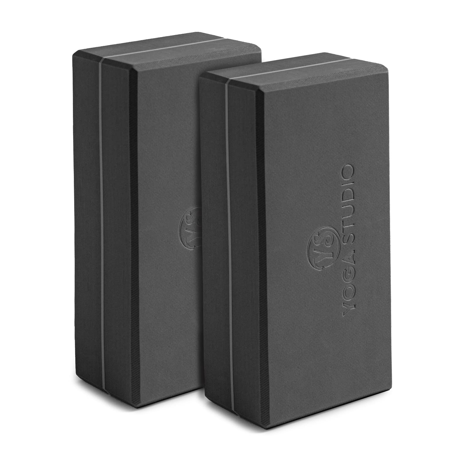 Yoga Studio Yoga Block High Density EVA Foam Gym Exercise Brick Twin Pack - Anti Slip, Bevelled Edges, Lightweight and Travel Friendly, Pilates Practice (Graphite Grey)
