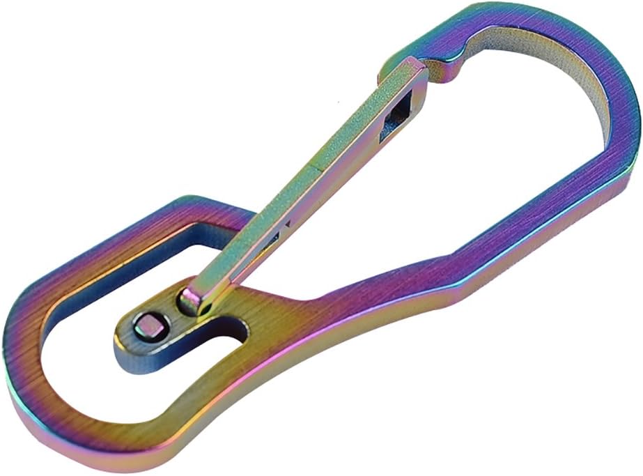uyhghjhb Titanium Alloy Snap Key Chain Elastic Ring Type Hanging Outdoor Multi-Function Carabiner Multicolor