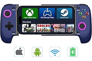 GAMTOURE 【Anti - Drift & Fast - Connect】 Wireless Game Controller for iPhone/Android | Hall Effect Joysticks Phone Controller | Ideal for Cloud Gaming, PUBG, Roblox, Call of Duty Mobile Gamers, Christmas Presents, Blue