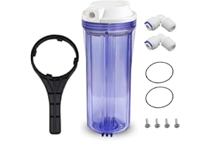Geekpure 10 Inch Reverse Osmosis Water Filter Housing for RO Filtration System -1/4" Port-2.5" x 10"-Clear