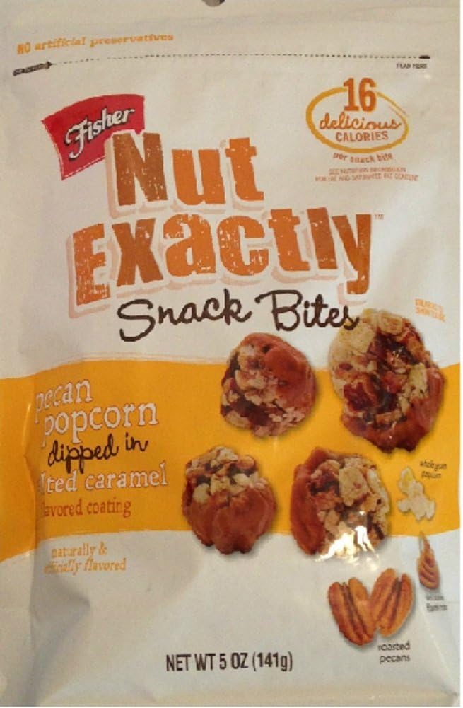Fisher Nut Exactly Snack Bites Pecan Popcorn Dipped in Salted Caramel 5 Oz