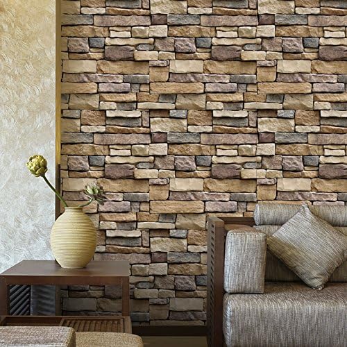 WOW Interiors Stone Peel and Stick Self Adhesive Wallpaper Easily Removable - Bedroom Living Room Corridor Background Eco Wallpaper (200 X 45 cm)