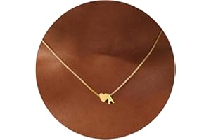 Eioi & Lmnm Gold Initial Necklace for Girls Kids Women, 18K Gold Plated Heart Tiny A-Z Pendant Necklace Dainty Letter Necklaces Cute Monogram Name Necklaces Gifts for Girl Age 5 6 7 8 9 10
