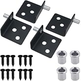 JJHXSM 2 Sets Stainless Steel Pivot Hinge Upper and Lower Pivot Hinge with Bushing L-Type Concealed Hinge Corner for Wooden Door Drawer Furniture Cabinet Wardrobe Display Cabinet Black