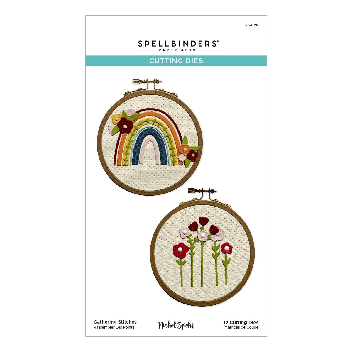 Spellbinders S5-629 Gathering Stitches Etched Dies from The Nichol's Needlework Collection by Nichol Spohr