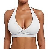 YEOREO LuxFlow Cross Over Workout Halter Sports Bra for Women Backless Gym Bra Padded