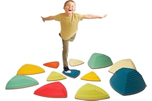 Arkyomi 12Pcs Stepping Stones for Kids Anti-skidding Stepping Stones Set Balance Blocks Indoor & Outdoor Fitness Equipment Promotes Balance Coordination & Strength