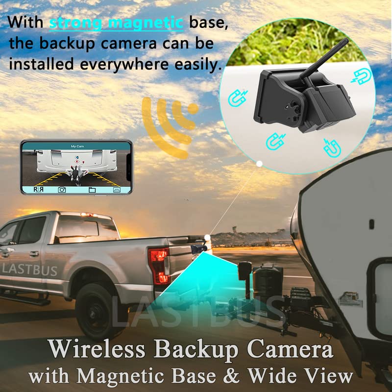 Wireless Backup Camera LASTBUS Rechargeable WiFi
