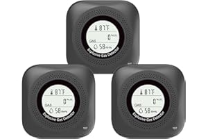 LEAKBEE Natural Gas Detector, Y302 Pro 3 in 1 Plug-in Combustible Gas Leak Detector Monitor(Gas, Temperature and Humidity Display)for LNG,LPG,Methane, Coal Gas Detection in Kitchen, Home, Camper(3Pack Black)