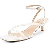 NIEARDAN Women's Kitten Heel Sandals Square Open Toe Heels Ankle Buckle Heel Dress Sandals Dress Sandals for Women