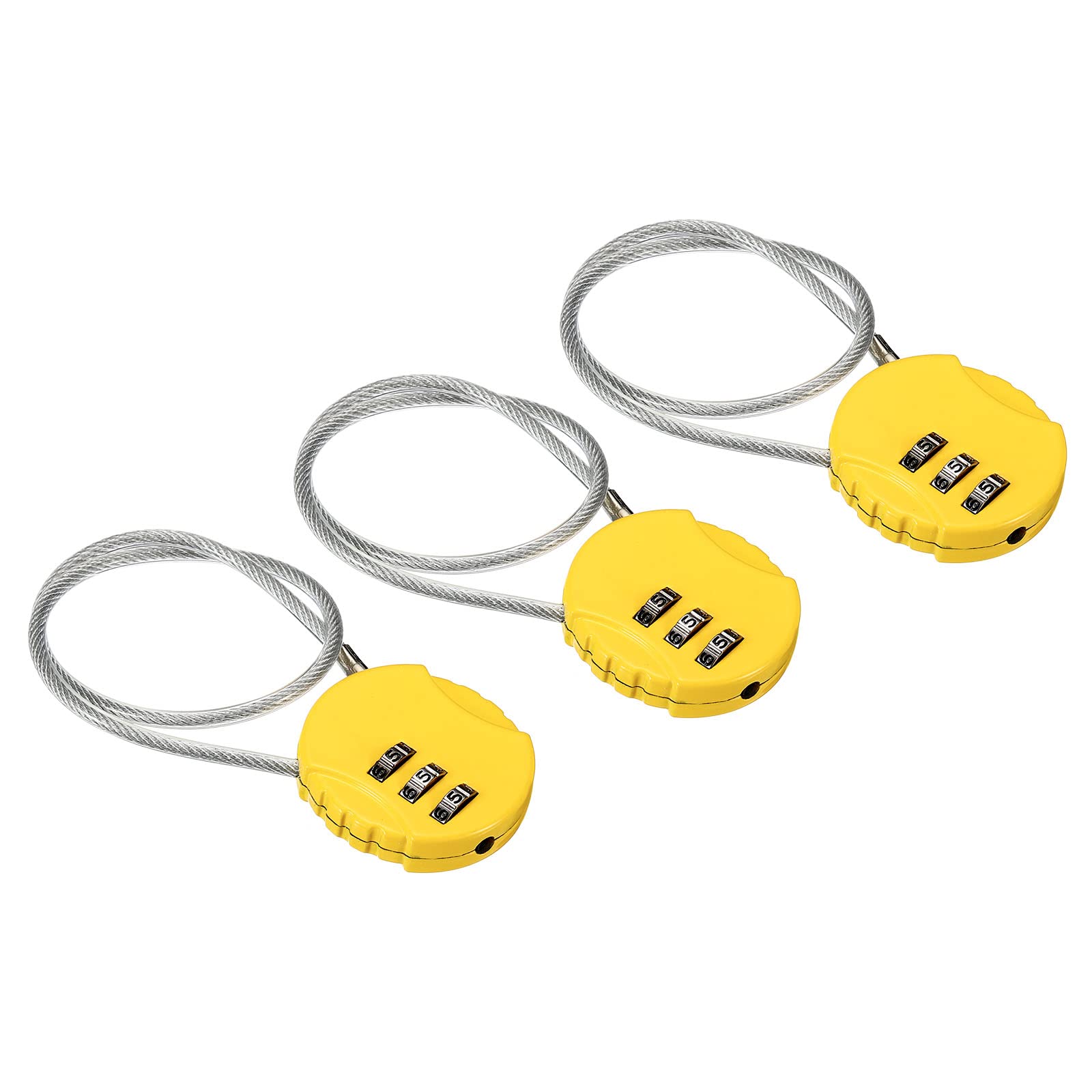 PATIKIL Combination Lock 12 Inch, 3 Pcs 3 Digit Outdoor Waterproof Code Padlock with Wire Rope for Luggage Gym Locker Fence Toolbox Backpack, Yellow