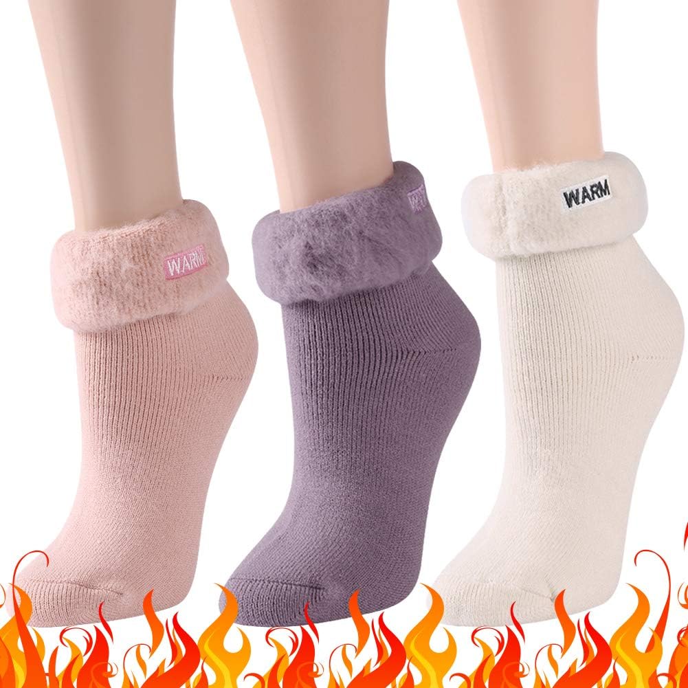 Warm Thermal Socks, Three street Womens Warm Winter Extra Thick Lining Heat Insulated Socks For Cold Weather
