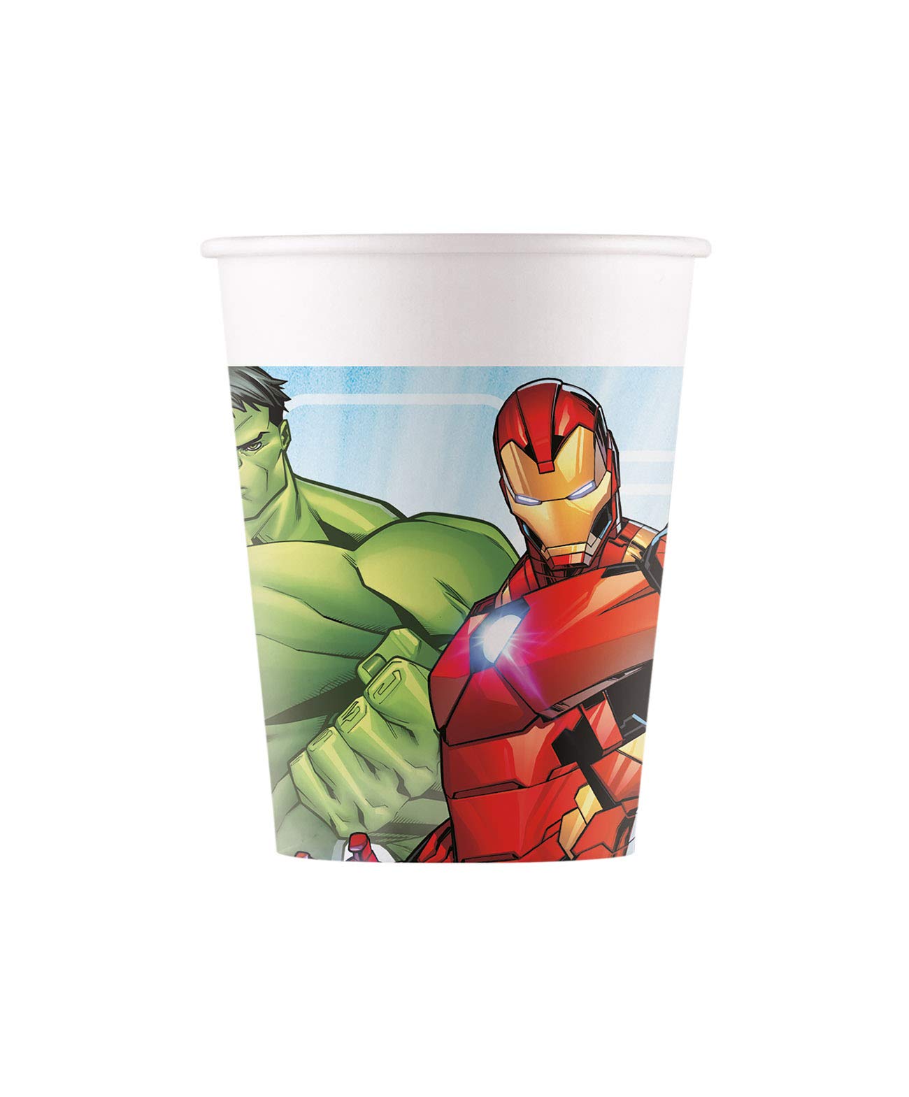 Procos 92202 Marvel Mighty Avengers Paper Cups, 200 ml, Pack of 8, Superhero Cups, Drinking Cups, Birthday, Theme Party