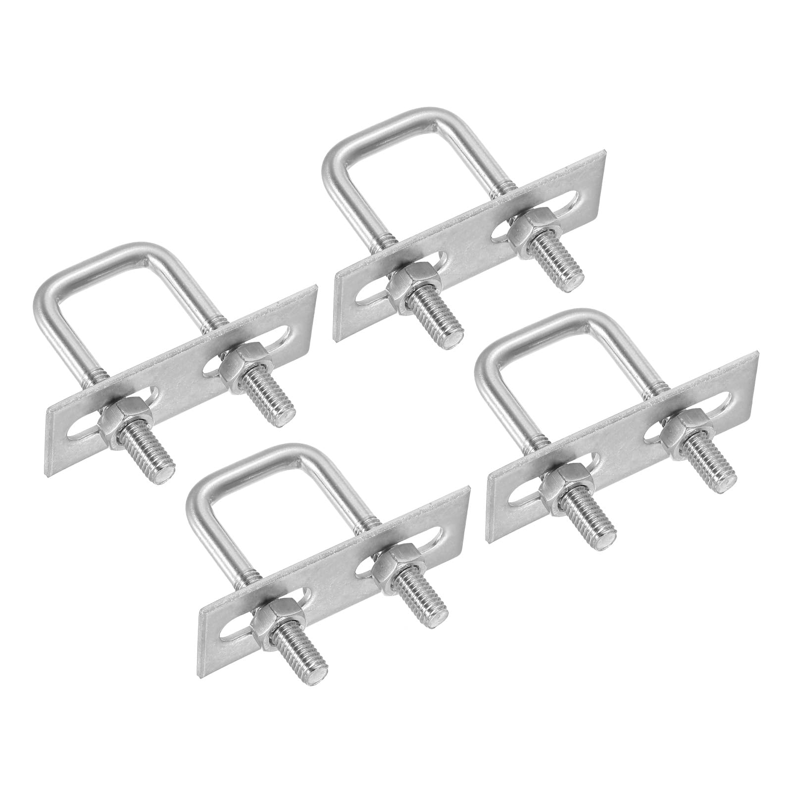PATIKIL M6x20x50mm Square U-Bolts Kit, 4Set 304 Stainless Steel Square U Shaped Bolts Replacement Parts with Frame Plates and Nuts for Ski Board Sailboat Trailer