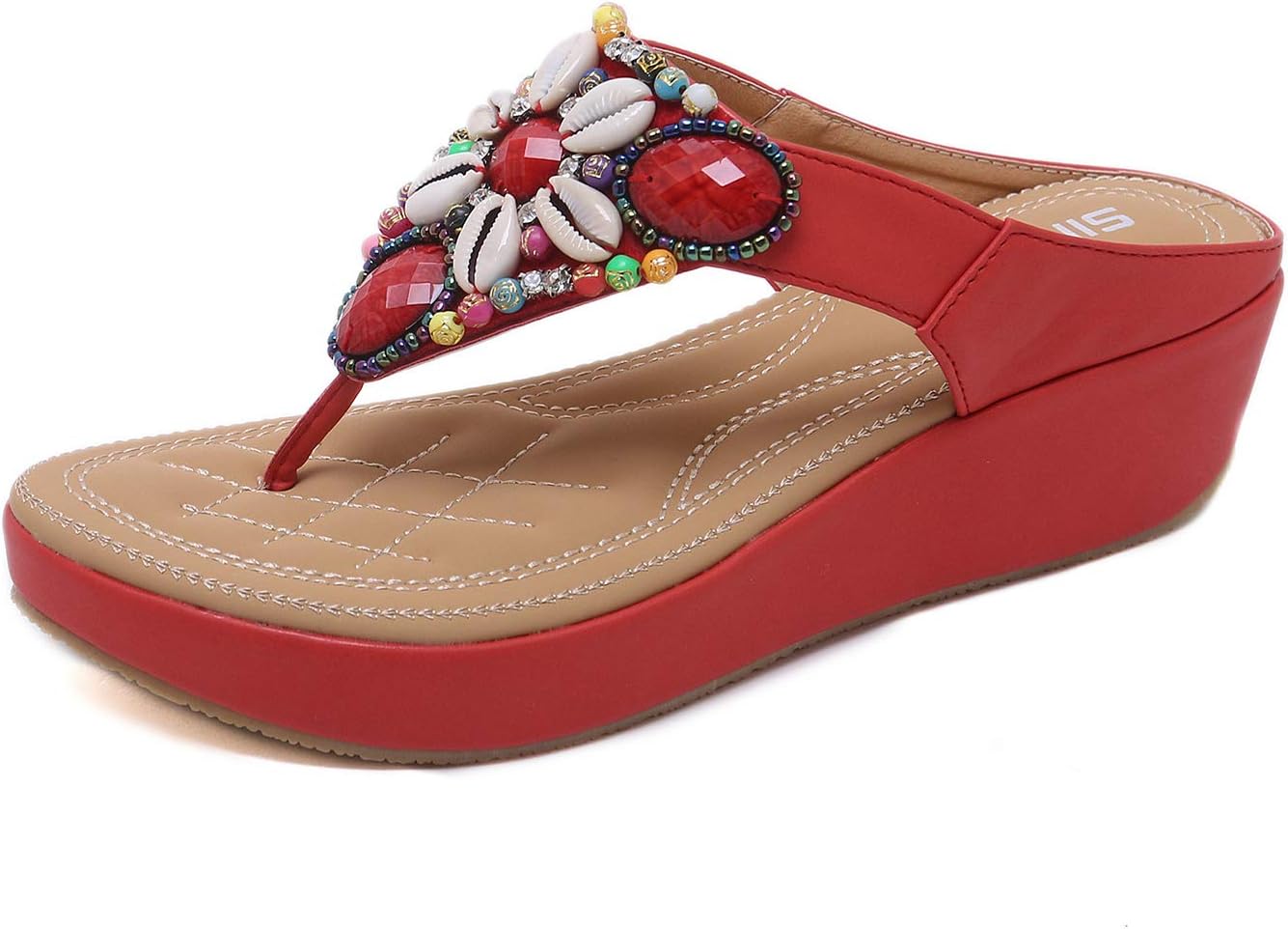 Womens Platform Wedge Sandals Toe Post Flip Flops Size 4-9 UK