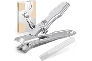 Nail Clippers for Men Thick Nails,INXEN Wide Jaw Opening No Splash Fingernail Clipper with Catcher,German Toe Nail Clippers for Thick Nails for Seniors, Stainless Steel Nail Cutter for Adult