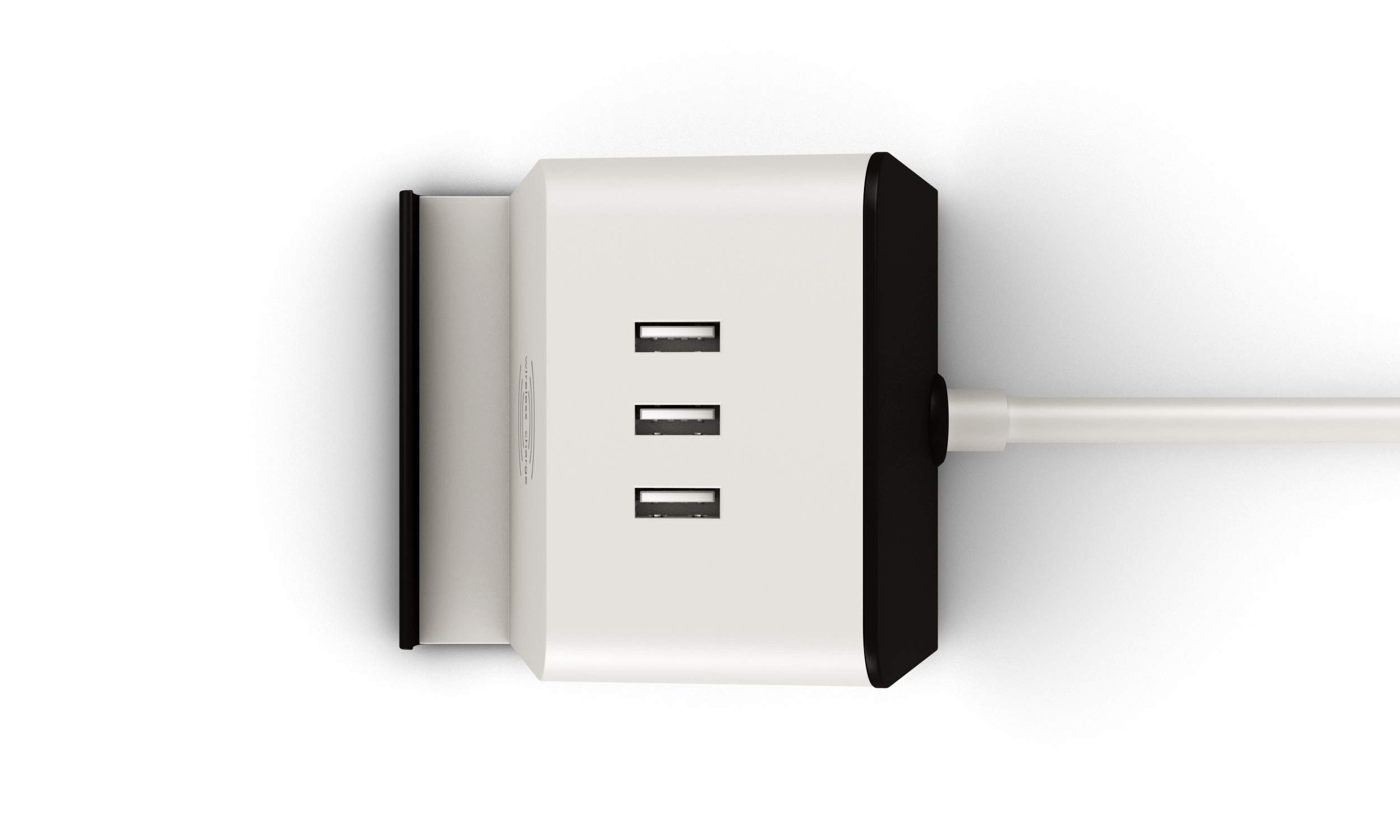 Desktop Power Socket with Wireless Charger Power Strip,2 US Plug and 3 USB Desk Outlet Charging Station Compatible with iPhone Xs, XS Max, XR, X, 8, Partial Samsung Galaxy, Qi Certified 5W