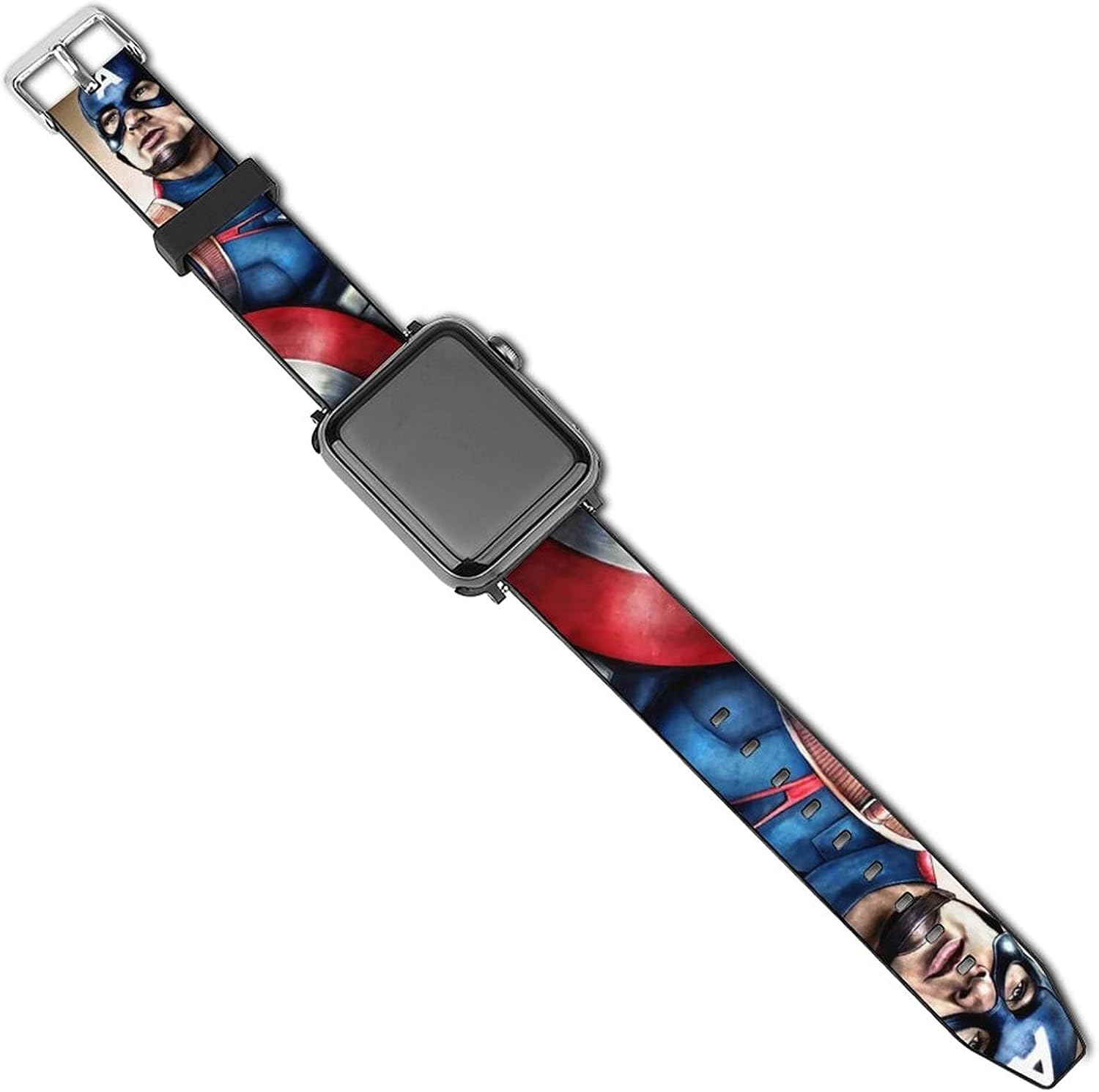 Captain America Apple Watch Band 44mm 42mm 40mm 38mm Leather Compatible iWatch Strap Compatible Apple Watch 5 4 3 2 1