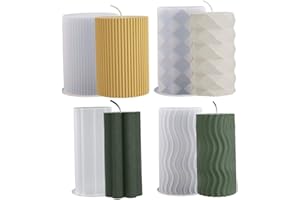 Candle Molds Set of 4 Silicone Pillar Textured Candle Making Molds for DIY Crafting Home Decor, Moulds