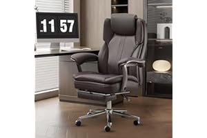 HDHNBA Big and Tall Office Chair 550 lbs Extra Wide Leather Luxury Executive Chair with Retractable Footrest, Heavy-Duty Ergonomic Chair, High Back Computer Chairs with Adjustable Height