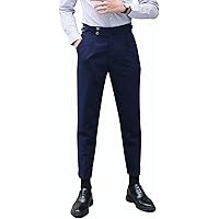 Men's Slim-Fitting High-Waisted Business Pants Lightweight Soft Straight  Dress Pants Trendy Casual Versatile Trousers Black at Amazon Men's Clothing  store