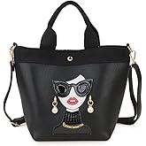 ENJOININ Funky Lady Face Purse for Women Casual Shopping Bag Top Handle Satchel Handbags Pu Leather Shoulder Bag Totes | Funky Lady Face, Casual Shopping Bag, Top Handle, Pu Leather