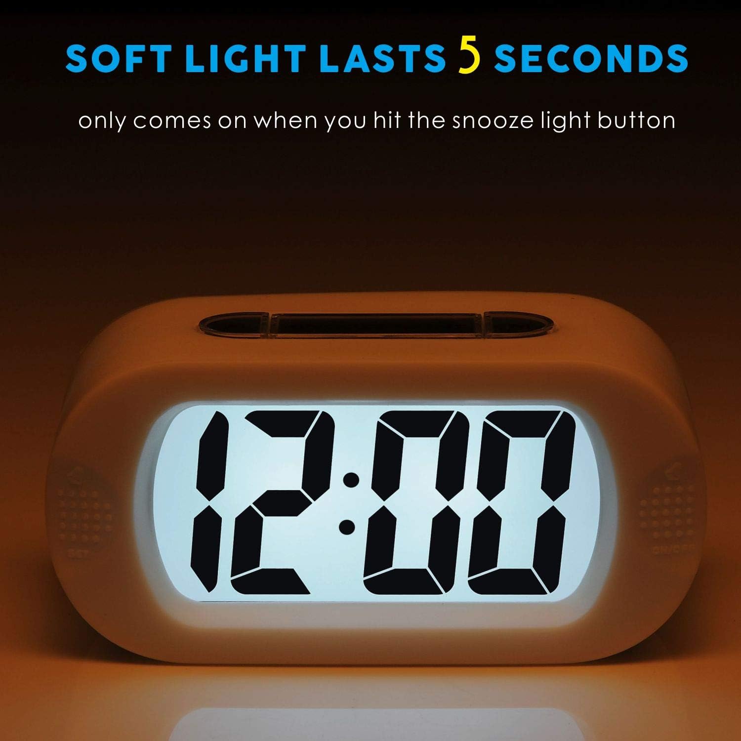 Plumeet Digital Alarm Clock Travel Clock with Snooze and Nightlight, Easy to Set Simple Bedside Alarm Clocks for Kids - Image 4