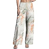 Medlor Womens Boho Pants Casual Oversize High Waisted Wide Leg Trousers Pattern Printed Ourdoors Pant for 2025 Summer