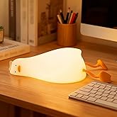 Luditek Laying Flat Duck Night Light, 3 Level Touch Dimmable Rechargeable Beside Nursery Lamp, Squishy Kawaii Stuff Desk Dorm Room Decor, Nightlight for Breastfeeding Baby Kids Girls Gifts