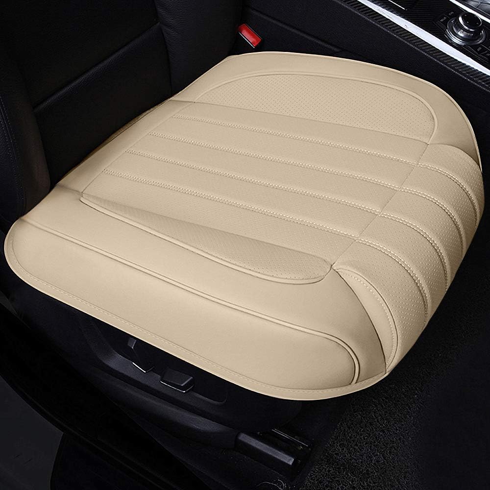 Ex Wind CN Universal Car Seat Cover, Luxury PU Leather Auto Front Driver Seat Cushion Ultra Comfortable Car Seat Protector,Suitable for More Than 90% Vehicles Models (Beige)