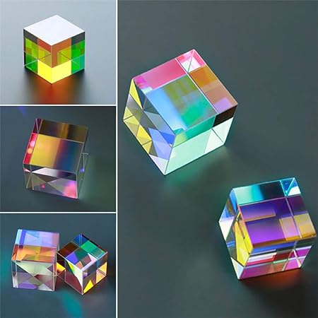 periwinkLuQ Mehrfarbiger Würfel, optisches Glas, X-Würfel, dichroischer Würfel, Prisma, RGB-Kombinator, Lernspielzeug, Gesche