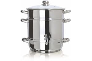 Euro Cuisine EC9500 Stove Top Steam Juicer, Stainless Steel Steam Juice Extractor, 5 Qt. Water Reservoir, 8 Qt. Juice Contain