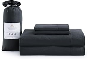 Casa Platino King Sheets, 4 Piece Set, Pre-Washed Ultra Soft & King Size Sheets Set, Brushed Microfiber Sheets King Size, King Size Sheets with 15 inch Deep Pockets - Black