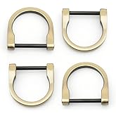 CRAFTMEMORE D-Rings Screw in Shackle Horseshoe D Ring DIY Key Holder Purse Accessories for 1 Inch Strap 4 Pack(Brushed Brass)