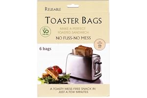 [6 pack] Vida Bee Toaster Bags - Non Stick Reusable and Heat Resistant | Easy to Clean Perfect for Sandwiches Pastries Pizza 