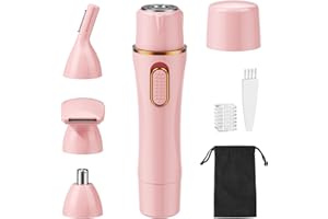 ZHIUGUZILLA 4 in 1 Women Electric Shavers, Hair Trimmer for Women Pubic Hair, Legs, Arm, Underarm, Bikini, Face Shaver for Women, Rechargeable Hair Removal Epliators, Birthday, Christmas, Gifts (Pink)