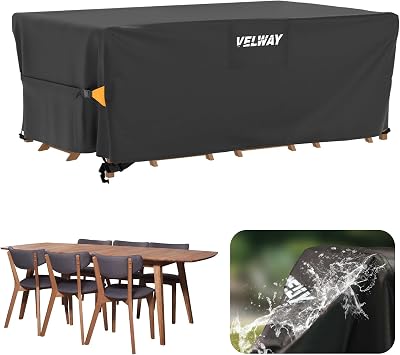 Velway 180x120x74cm Outdoor Table Cover Waterproof Windproof Black