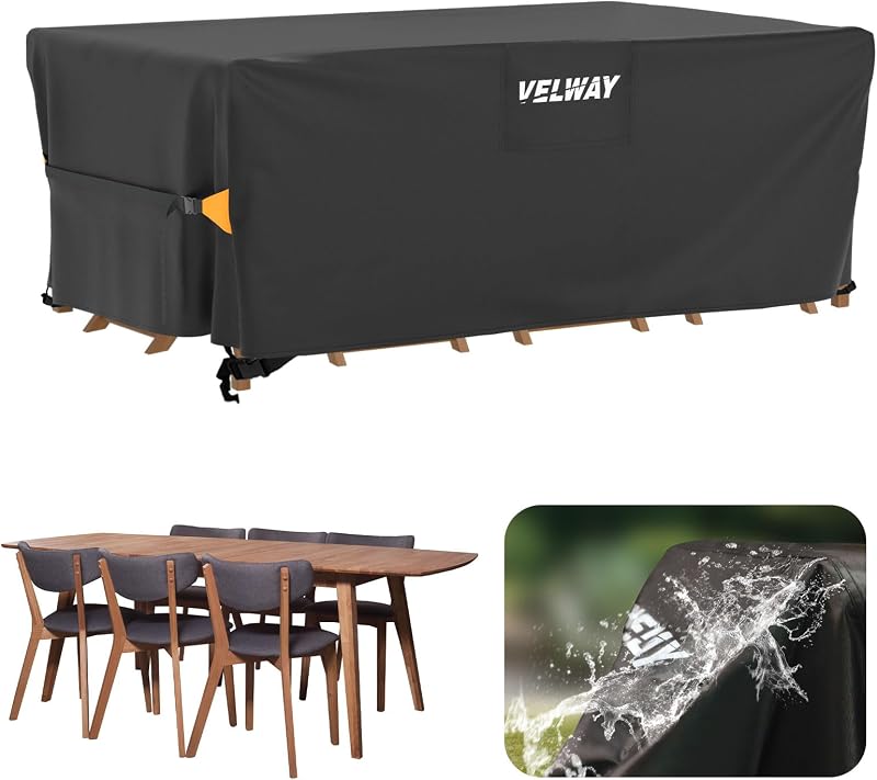 Velway 180x120x74cm Outdoor Table Cover Waterproof Windproof Black