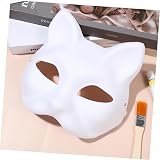 STOBOK 10Pcs White Paper Masks Unpainted Cat Half Blank for DIY Craft Party view 6