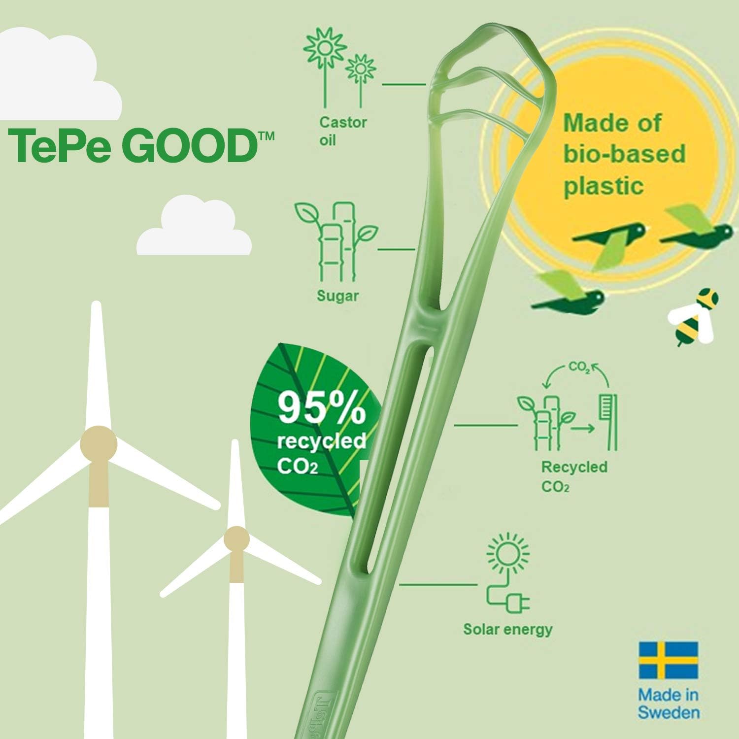 TePe Tongue Cleaner, 1pc, Tongue Scraper to Prevent Bad Breath and Remove Bacteria, Easy to Reach far into Mouth, Improves Oral Health - Image 5