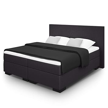 BELVANDEO I Boxspringbett Verona I 160x200-cm I H2 I Mit hochwertiger Bonellfederkern Matratze & Kaltschaum-Topper & Kopfteil