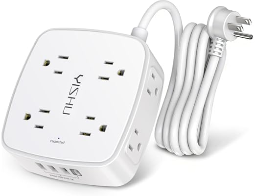 6ft Surge Protector Power Strip 8AC+4USB 1