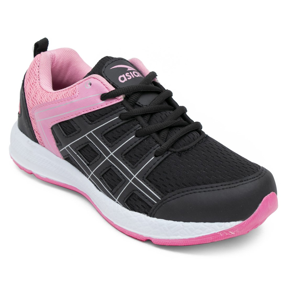 pink and black gym shoes