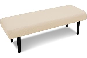 DREAHOTEXTIL Stretch Bench Covers, Printed Bench Seat Protector, Washable Slipcover, Rectangle Covers for Dining Room, Living Room, Kitchen (Argyle Cream)