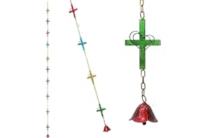 Gpurplebud Cross Heart Rain Chain - 8.5 Feet Length Metal Rain Chains for Gutters Rain Catcher Chain for Downspouts, Rain Chime Multicolor Powder Coated
