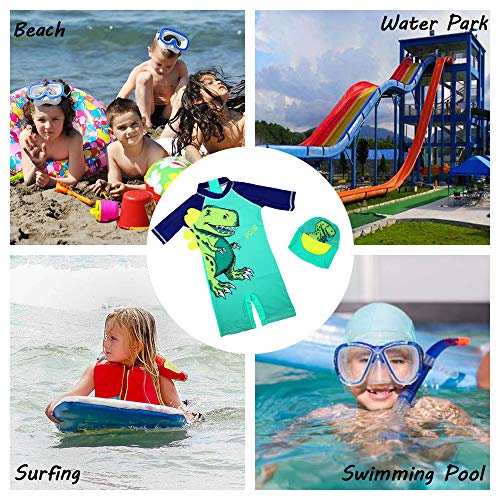 Xplanet Baby Toddler Boy Dinosaur Swimsuit Short Sleeve Bathing Suit-One Piece Swimwear Infant Toddler Sunsuits for Baby Girls (Green Dinosaur, 2-3T) - Thumbnail 7