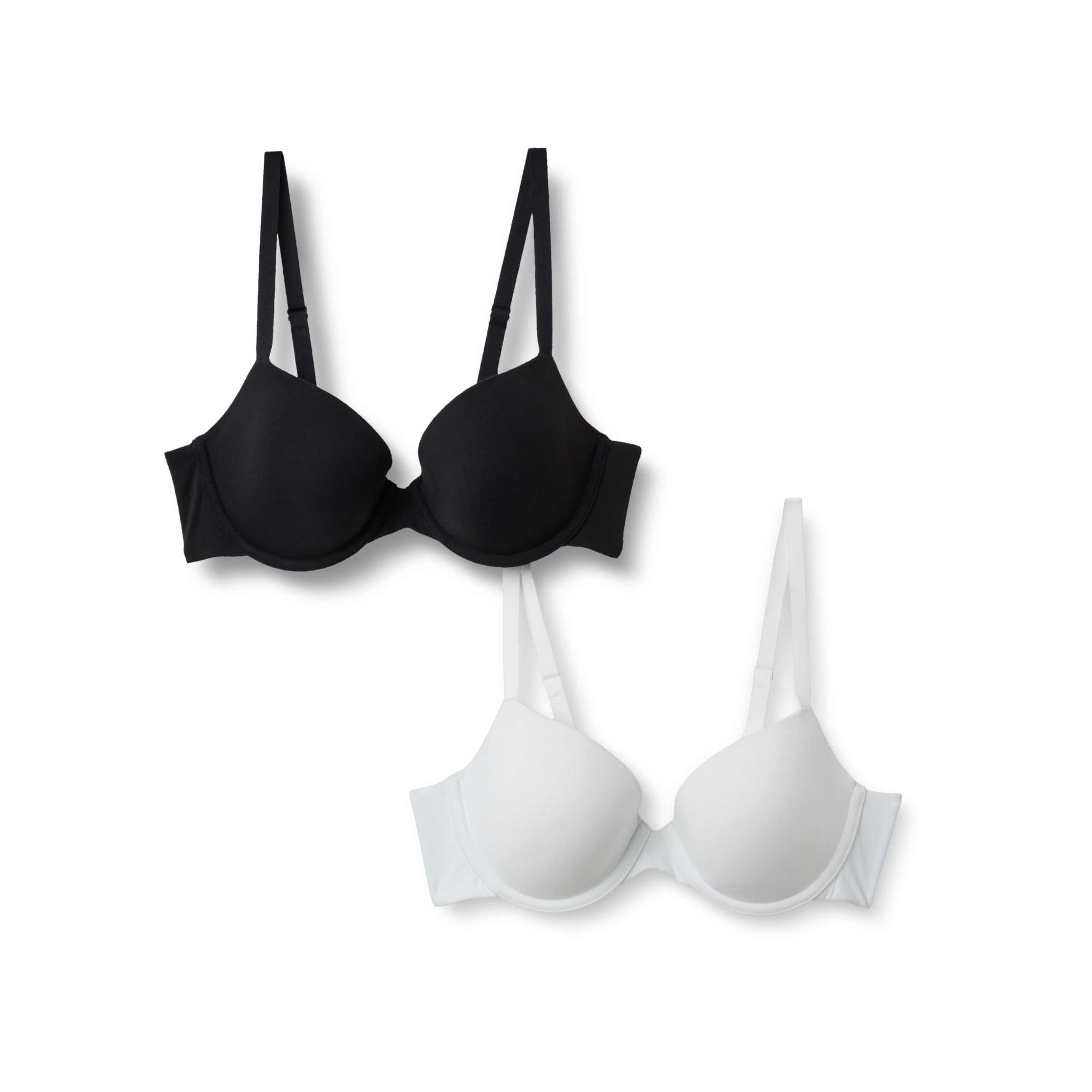 Photo 1 of  **Incomplete product—there is only one item: the white one**Amazon Essentials Women's Peached Microfiber Lined Demi Bra, Pack of 2, Black/White, 38D