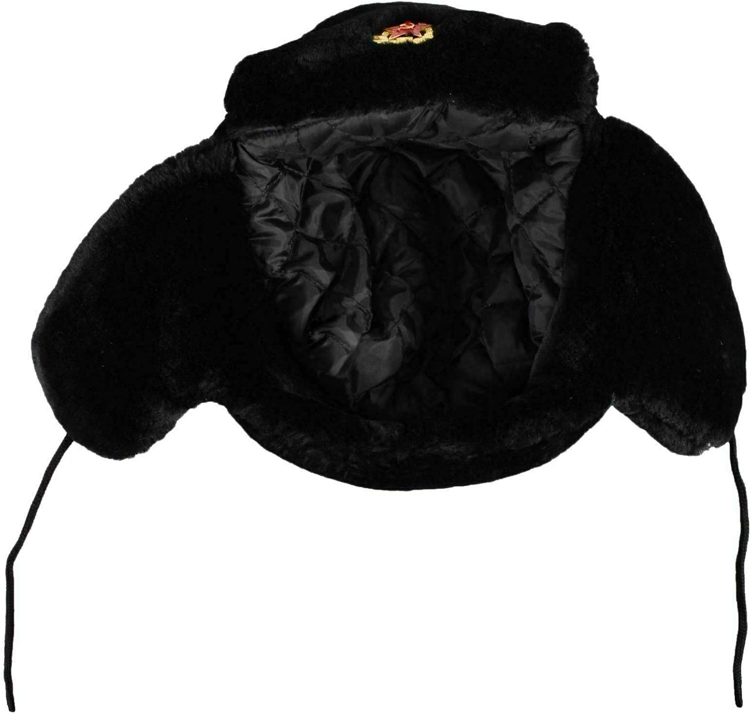 FLAVES FASHION Mens Ushanka Cossack Russian Fake Fur Trapper Ski Hat Winter Warm Trapper Hat Black (Black) - Image 4