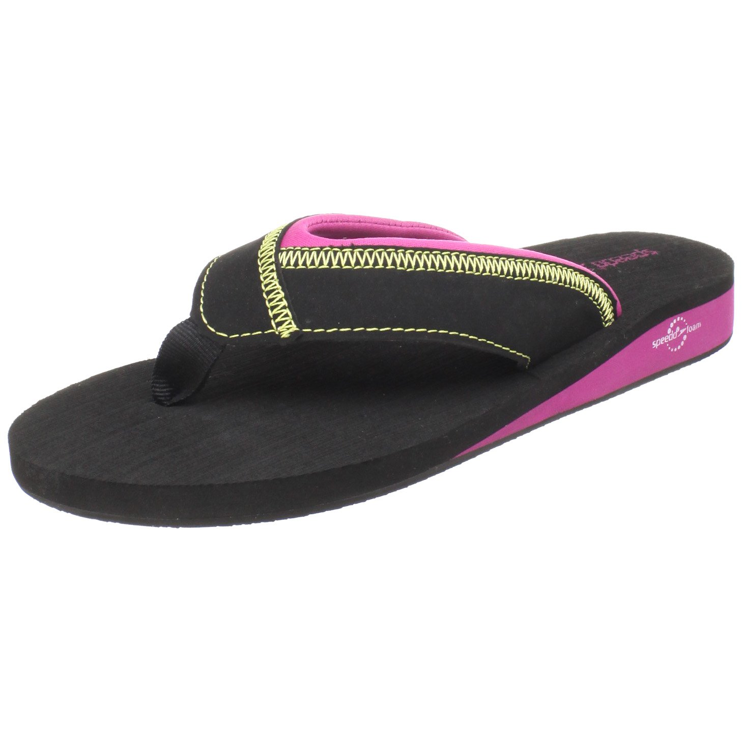 Speedo Women's Fun Flip Flop, Black/Hot Pink, 10 M US